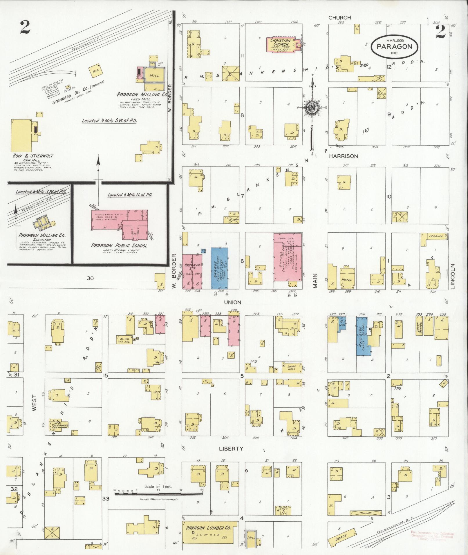 Sanborn Fire Insurance Map from Paragon, Morgan County, Indiana (1929), Sheet #0002 - Complete Map Set gallery image, historic Sanborn map, vintage wall art, Indiana Indiana