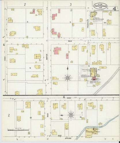 Sanborn Fire Insurance Map from Fayetteville, Lincoln County, Tennessee (1902), Sheet #0004 - Complete Map Set gallery image, historic Sanborn map, vintage wall art, Tennessee Tennessee