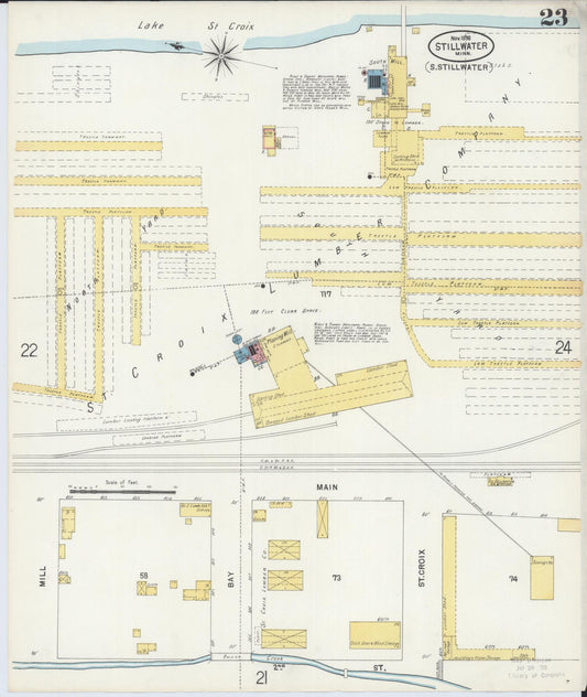 Sanborn Fire Insurance Map from Stillwater, Washington County, Minnesota (1898), Sheet #0023 - Historic Sanborn Fire Insurance Map Print, vintage old map wall art, antique decor, genealogy gift, Minnesota Minnesota map