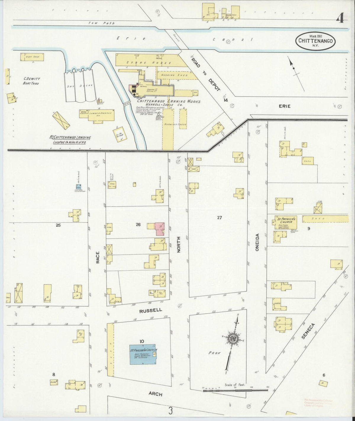 Sanborn Fire Insurance Map from Chittenango, Madison County, New York (1911), Sheet #0004 - Complete Map Set gallery image, historic Sanborn map, vintage wall art, New York New York