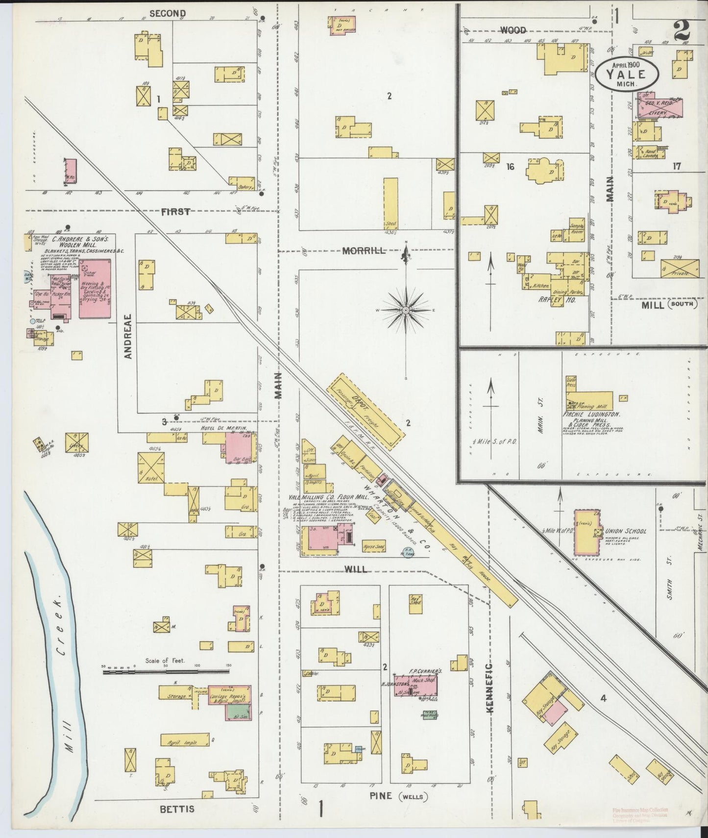Sanborn Fire Insurance Map from Yale, Saint Clair County, Michigan (1900), Sheet #0002 - Historic Sanborn Fire Insurance Map Print, vintage old map wall art, antique decor, genealogy gift, Michigan Michigan map