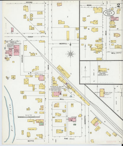Sanborn Fire Insurance Map from Yale, Saint Clair County, Michigan (1900), Sheet #0002 - Historic Sanborn Fire Insurance Map Print, vintage old map wall art, antique decor, genealogy gift, Michigan Michigan map