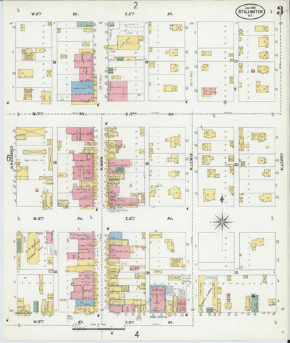 Sanborn Fire Insurance Map from Stillwater, Payne County, Oklahoma (1901), Sheet #0003 - Complete Map Set gallery image, historic Sanborn map, vintage wall art, Oklahoma Oklahoma