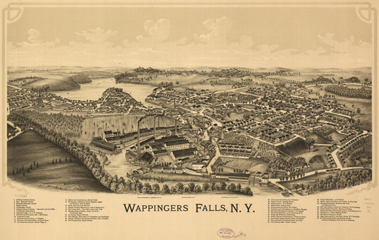 Wappingers Falls, N.Y. (1889) – Historic Bird’s-Eye View Panorama Print