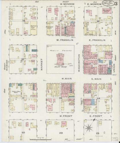 Sanborn Fire Insurance Map from Delphi, Carroll County, Indiana (1886), Sheet #0003 - Complete Map Set gallery image, historic Sanborn map, vintage wall art, Indiana Indiana