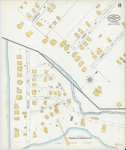 Sanborn Fire Insurance Map from Branford, New Haven County, Connecticut (1901), Sheet #0008 - Complete Map Set gallery image, historic Sanborn map, vintage wall art, Connecticut Connecticut