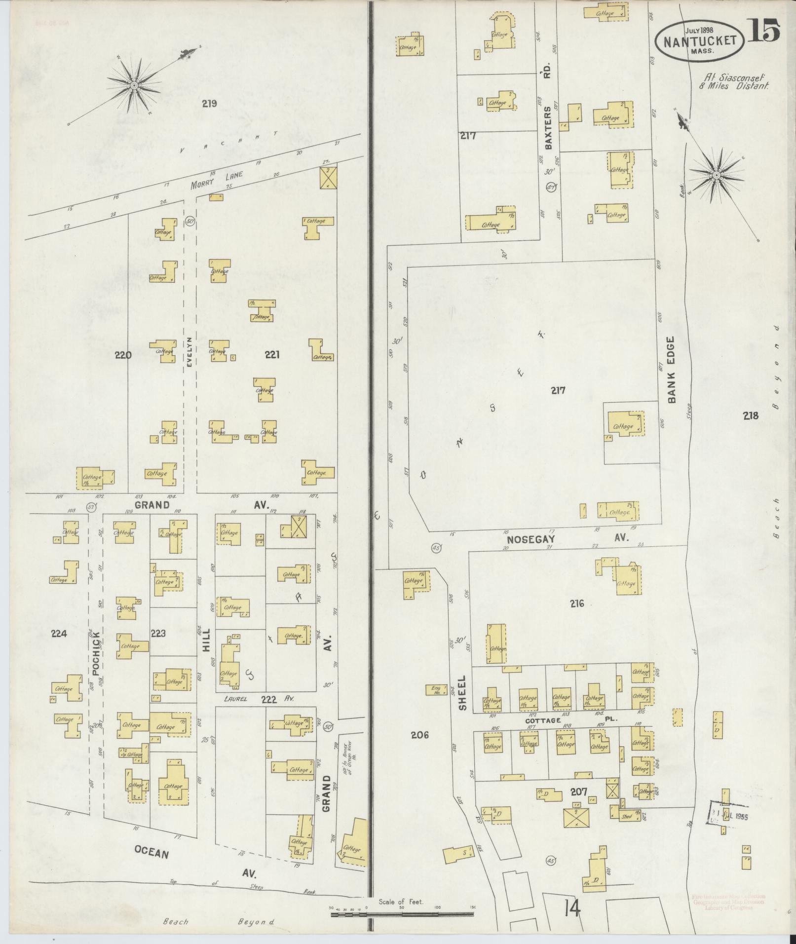 Sanborn Fire Insurance Map from Nantucket, Nantucket County, Massachusetts (1898), Sheet #0015 - Complete Map Set gallery image, historic Sanborn map, vintage wall art, Massachusetts Massachusetts