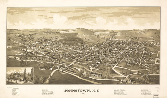 Johnstown, N.Y. 1888. (1888) – Historic Bird’s-Eye View Panorama Print