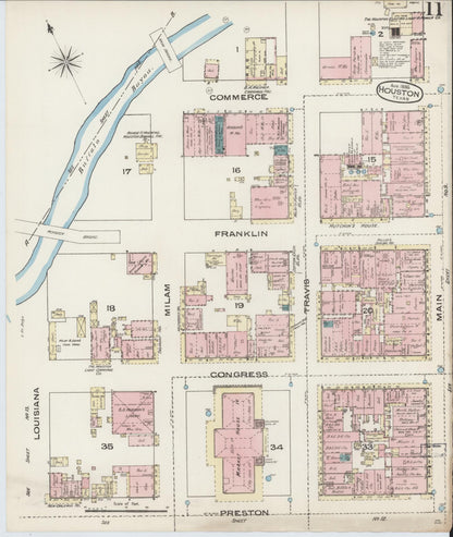 Sanborn Fire Insurance Map from Houston, Harris County, Texas (1885), Sheet #0011 - Complete Map Set gallery image, historic Sanborn map, vintage wall art, Texas Texas