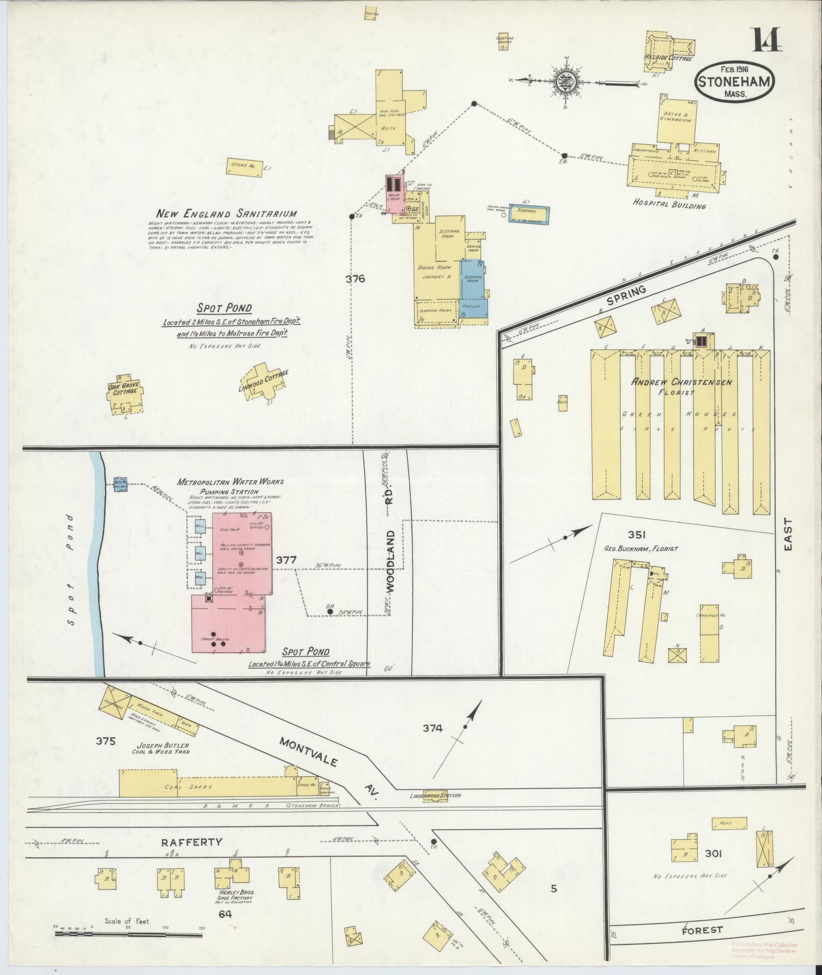 Sanborn Fire Insurance Map from Stoneham, Middlesex County, Massachusetts (1916), Sheet #0014 - Complete Map Set gallery image, historic Sanborn map, vintage wall art, Massachusetts Massachusetts