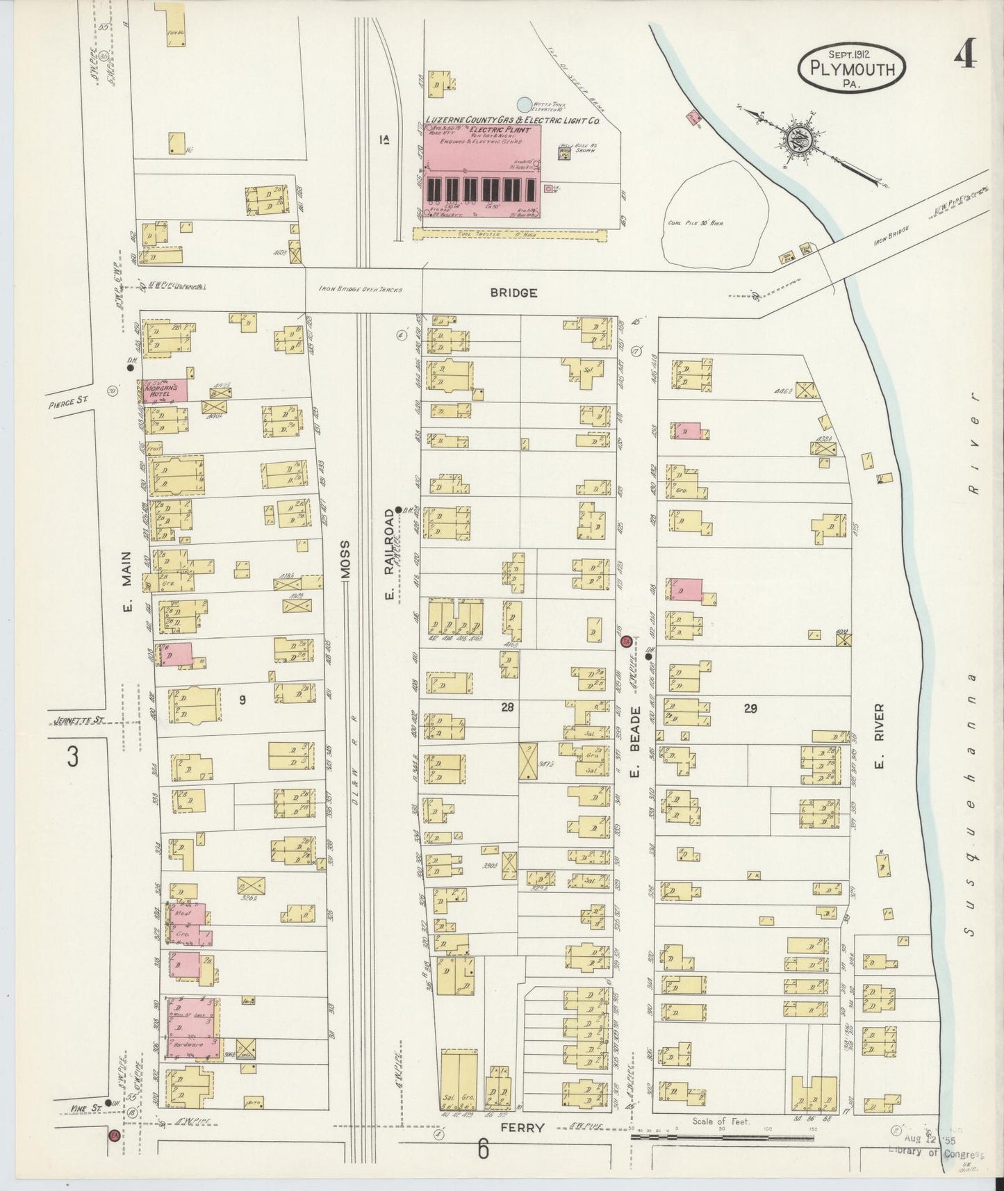 Sanborn Fire Insurance Map from Plymouth, Luzerne County, Pennsylvania (1912), Sheet #0004 - Complete Map Set gallery image, historic Sanborn map, vintage wall art, Pennsylvania Pennsylvania