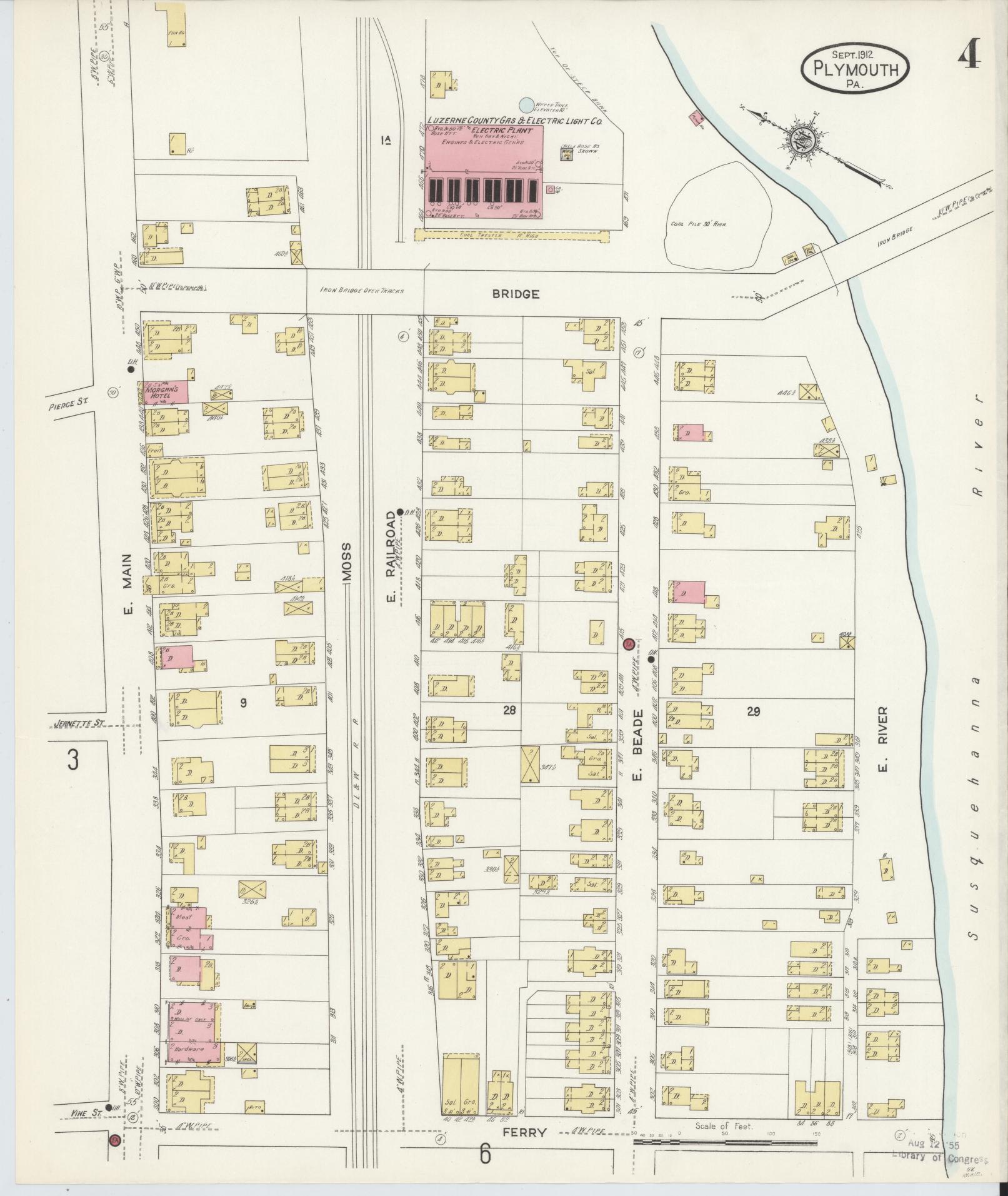 Sanborn Fire Insurance Map from Plymouth, Luzerne County, Pennsylvania (1912), Sheet #0004 - Complete Map Set gallery image, historic Sanborn map, vintage wall art, Pennsylvania Pennsylvania