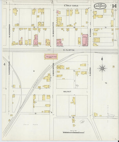 Sanborn Fire Insurance Map from Lock Haven, Clinton County, Pennsylvania (1896), Sheet #0014 - Historic Sanborn Fire Insurance Map Print, vintage old map wall art, antique decor, genealogy gift, Pennsylvania Pennsylvania map