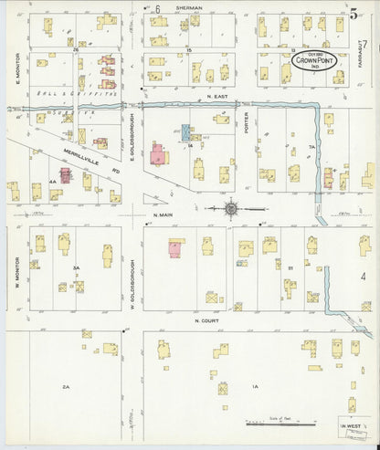 Sanborn Fire Insurance Map from Crown Point, Lake County, Indiana (1910), Sheet #0005 - Complete Map Set gallery image, historic Sanborn map, vintage wall art, Indiana Indiana
