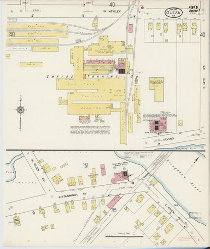 Sanborn Fire Insurance Map from Olean, Cattaraugus County, New York (1915), Sheet #0022 - Complete Map Set gallery image, historic Sanborn map, vintage wall art, New York New York