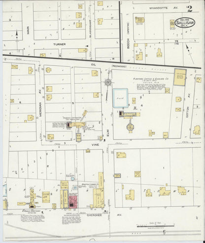 Sanborn Fire Insurance Map from Sallisaw, Sequoyah County, Oklahoma (1918), Sheet #0002 - Complete Map Set gallery image, historic Sanborn map, vintage wall art, Oklahoma Oklahoma