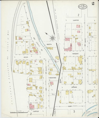 Sanborn Fire Insurance Map from Golden, Jefferson County, Colorado (1906), Sheet #0002 - Complete Map Set gallery image, historic Sanborn map, vintage wall art, Colorado Colorado