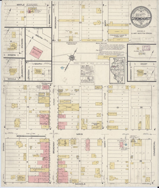 Sanborn Fire Insurance Map from Stronghurst, Henderson County, Illinois (1916), Sheet #0001 - Historic Sanborn Fire Insurance Map Print, vintage old map wall art, antique decor, genealogy gift, Illinois Illinois map