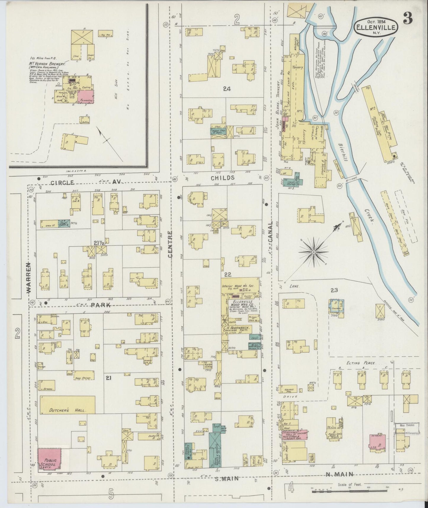 Sanborn Fire Insurance Map from Ellenville, Ulster County, New York (1894), Sheet #0003 - Complete Map Set gallery image, historic Sanborn map, vintage wall art, New York New York