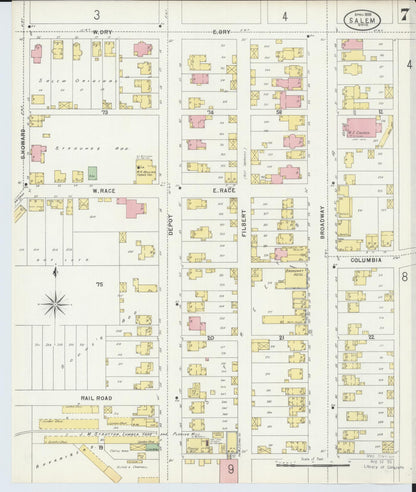 Sanborn Fire Insurance Map from Salem, Columbiana County, Ohio (1898), Sheet #0007 - Historic Sanborn Fire Insurance Map Print, vintage old map wall art, antique decor, genealogy gift, Ohio Ohio map