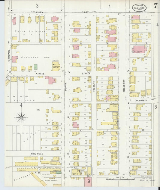 Sanborn Fire Insurance Map from Salem, Columbiana County, Ohio (1898), Sheet #0007 - Historic Sanborn Fire Insurance Map Print, vintage old map wall art, antique decor, genealogy gift, Ohio Ohio map