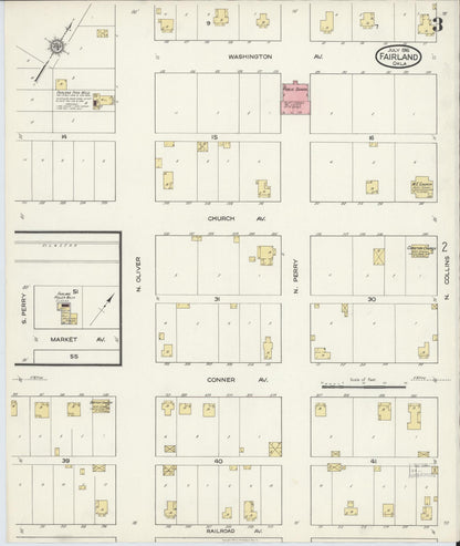 Sanborn Fire Insurance Map from Fairland, Ottawa County, Oklahoma (1916), Sheet #0003 - Complete Map Set gallery image, historic Sanborn map, vintage wall art, Oklahoma Oklahoma