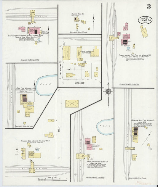 Sanborn Fire Insurance Map from Hymera, Sullivan County, Indiana (1910), Sheet #0003 - Historic Sanborn Fire Insurance Map Print, vintage old map wall art, antique decor, genealogy gift, Indiana Indiana map