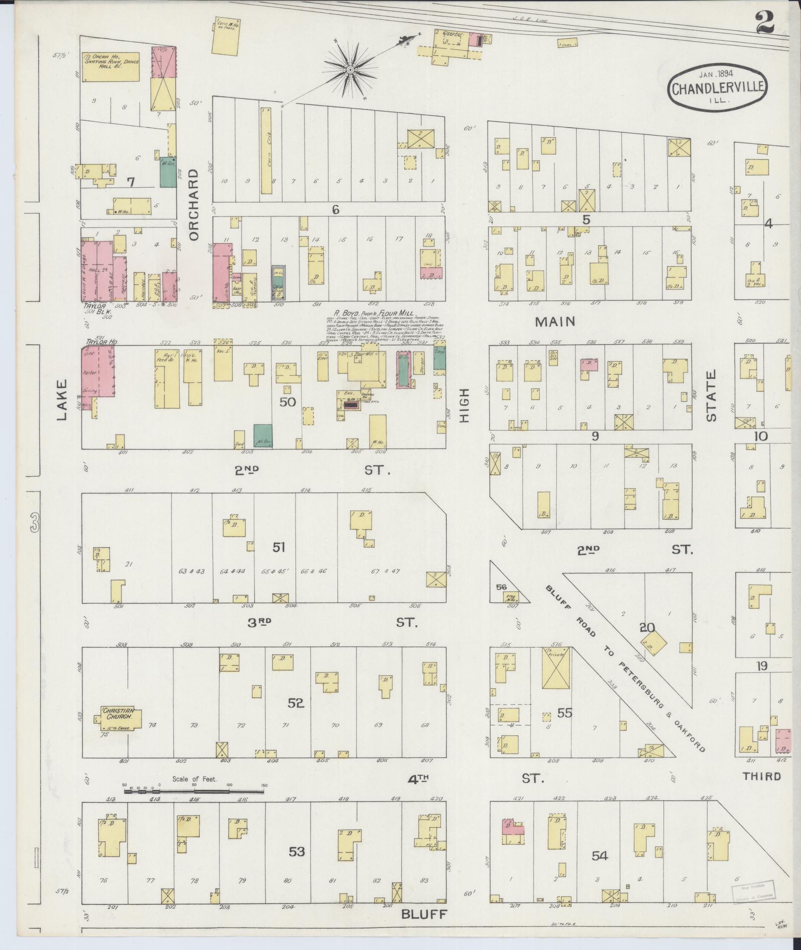 Sanborn Fire Insurance Map from Chandlerville, Cass County, Illinois (1894), Sheet #0002 - Historic Sanborn Fire Insurance Map Print, vintage old map wall art, antique decor, genealogy gift, Illinois Illinois map