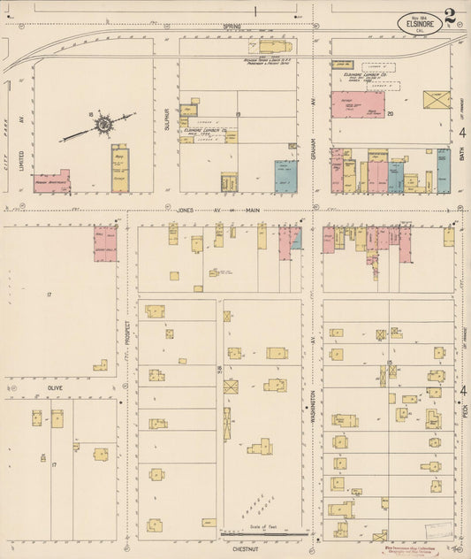 Sanborn Fire Insurance Map from Elsinore, Riverside County, California (1914), Sheet #0002 - Historic Sanborn Fire Insurance Map Print, vintage old map wall art, antique decor, genealogy gift, California California map
