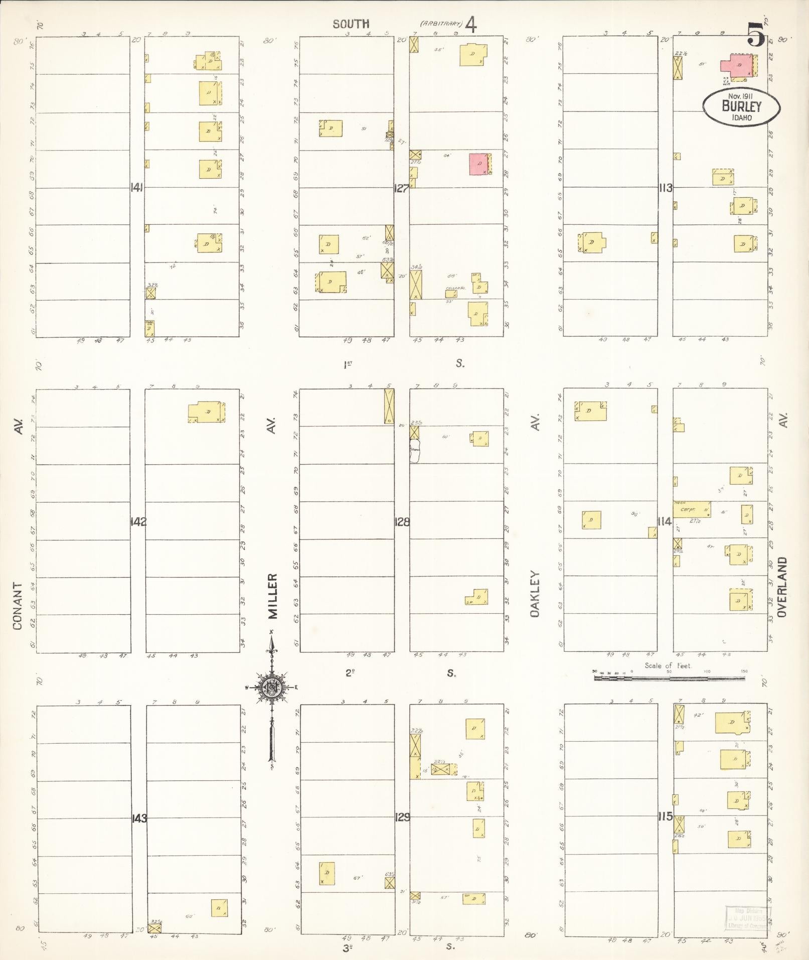 Sanborn Fire Insurance Map from Burley, Cassia County, Idaho (1911), Sheet #0005 - Complete Map Set gallery image, historic Sanborn map, vintage wall art, Idaho Idaho