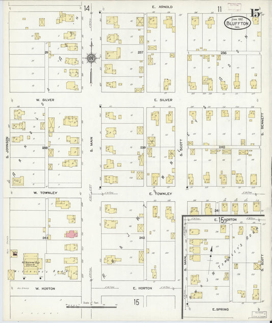 Sanborn Fire Insurance Map from Bluffton, Wells County, Indiana (1912), Sheet #0015 - Historic Sanborn Fire Insurance Map Print, vintage old map wall art, antique decor, genealogy gift, Indiana Indiana map