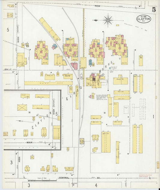 Sanborn Fire Insurance Map from Clayton, Gloucester County, New Jersey (1900), Sheet #0005 - Historic Sanborn Fire Insurance Map Print, vintage old map wall art, antique decor, genealogy gift, New Jersey New Jersey map