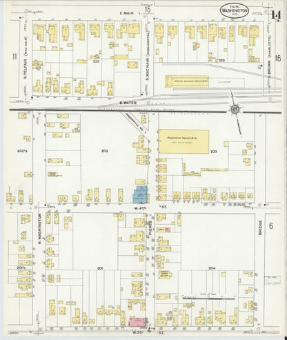 Sanborn Fire Insurance Map from Washington, Beaufort County, North Carolina (1911), Sheet #0014 - Complete Map Set gallery image, historic Sanborn map, vintage wall art, Washington Washington
