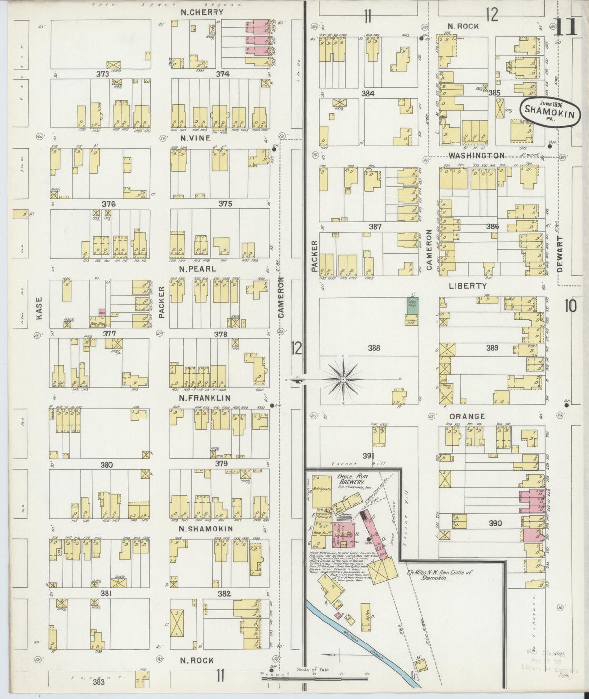 Sanborn Fire Insurance Map from Shamokin, Northumberland County, Pennsylvania (1896), Sheet #0011 - Historic Sanborn Fire Insurance Map Print, vintage old map wall art, antique decor, genealogy gift, Pennsylvania Pennsylvania map
