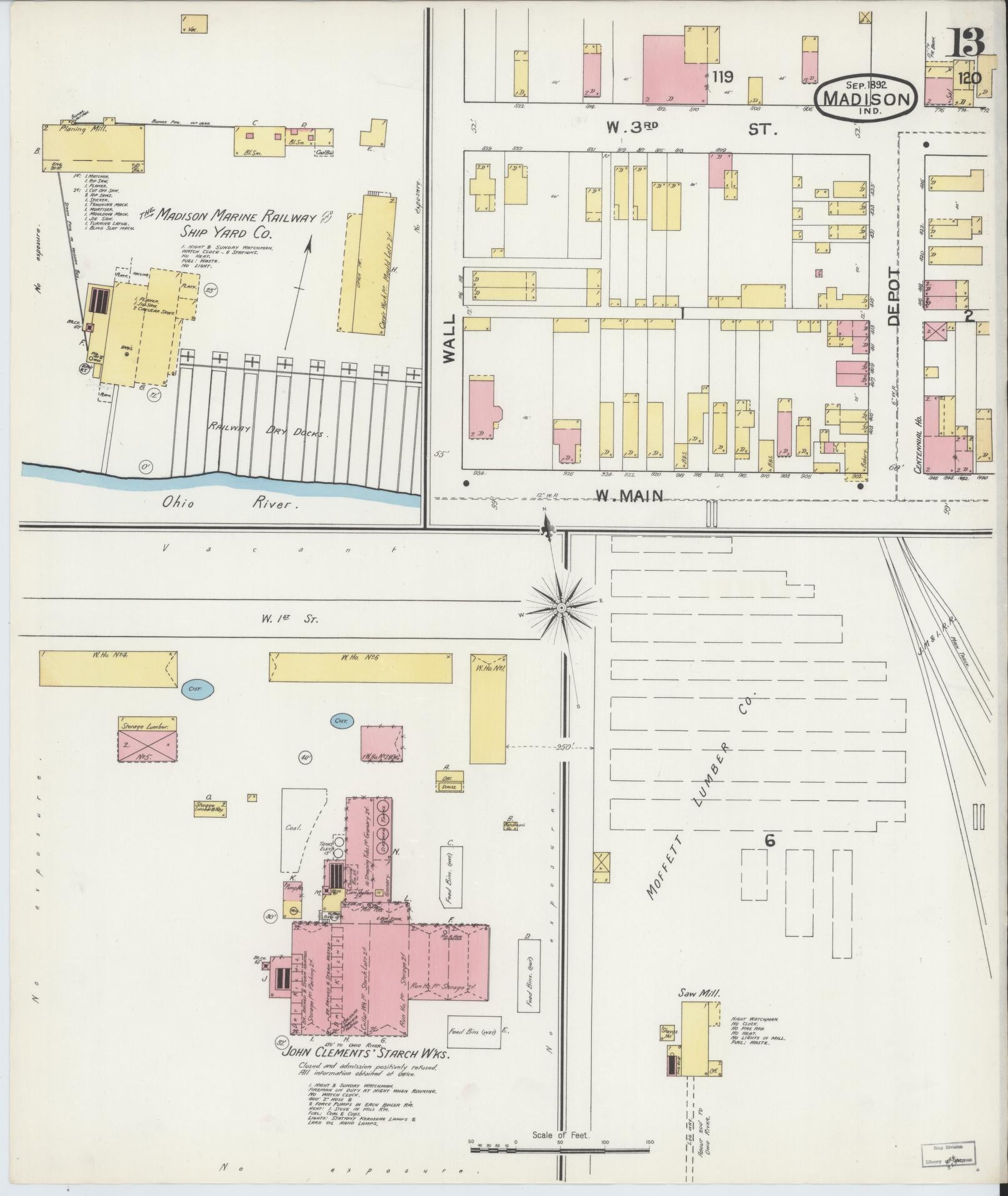 Sanborn Fire Insurance Map from Madison, Jefferson County, Indiana (1892), Sheet #0013 - Complete Map Set gallery image, historic Sanborn map, vintage wall art, Indiana Indiana