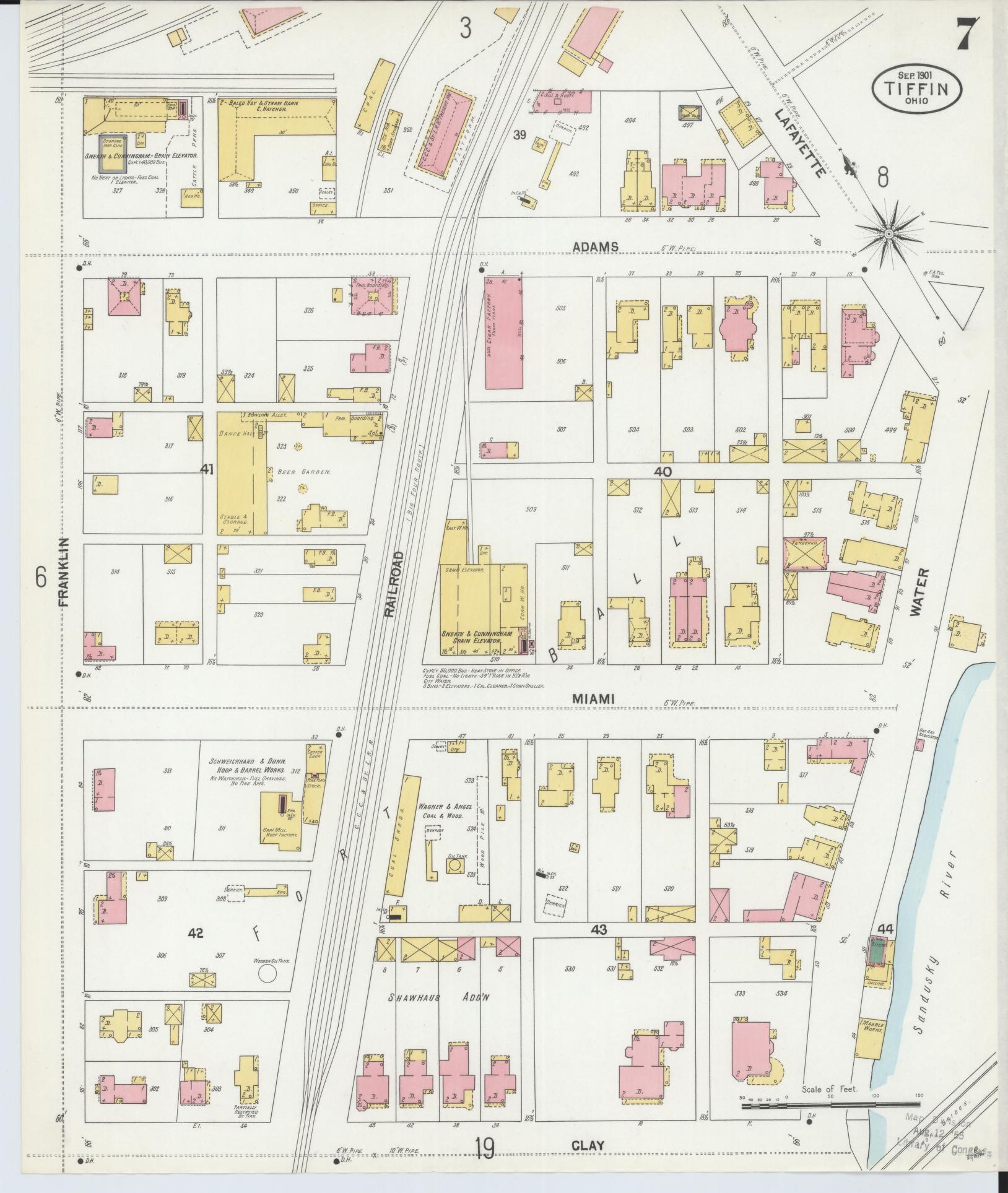 Sanborn Fire Insurance Map from Tiffin, Seneca County, Ohio (1901), Sheet #0007 - Complete Map Set gallery image, historic Sanborn map, vintage wall art, Ohio Ohio