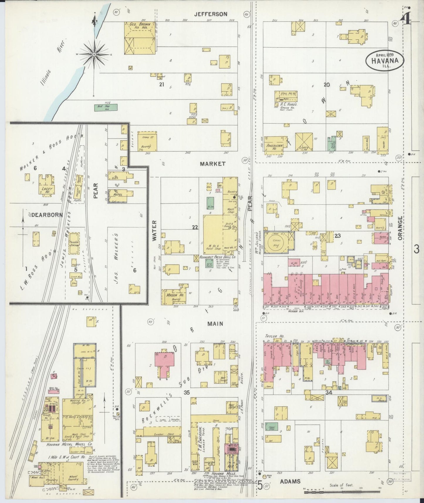 Sanborn Fire Insurance Map from Havana, Mason County, Illinois (1899), Sheet #0004 - Complete Map Set gallery image, historic Sanborn map, vintage wall art, Illinois Illinois