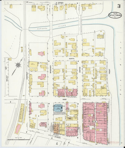 Sanborn Fire Insurance Map from Catlettsburg, Boyd County, Kentucky (1912), Sheet #0003 - Complete Map Set gallery image, historic Sanborn map, vintage wall art, Kentucky Kentucky