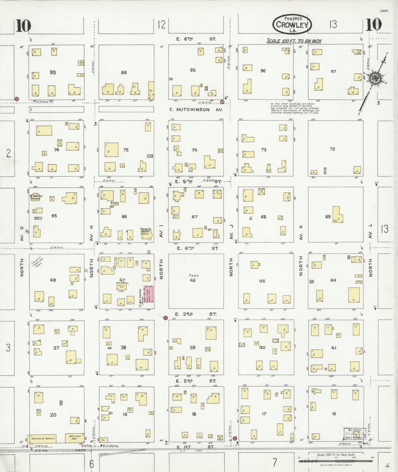 Sanborn Fire Insurance Map from Crowley, Acadia Parish, Louisiana (1925), Sheet #0010 - Complete Map Set gallery image, historic Sanborn map, vintage wall art, Louisiana Louisiana