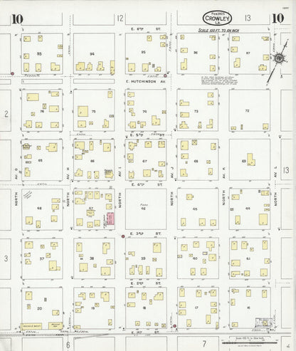 Sanborn Fire Insurance Map from Crowley, Acadia Parish, Louisiana (1925), Sheet #0010 - Complete Map Set gallery image, historic Sanborn map, vintage wall art, Louisiana Louisiana