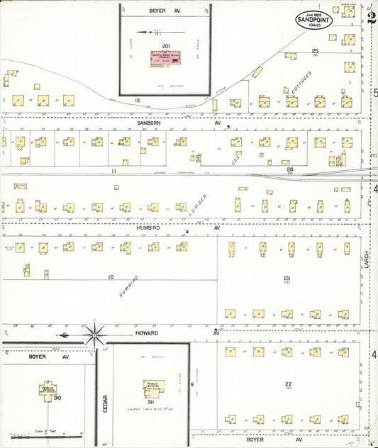 Sanborn Fire Insurance Map from Sandpoint, Bonner County, Idaho (1909), Sheet #0002 - Historic Sanborn Fire Insurance Map Print, vintage old map wall art, antique decor, genealogy gift, Idaho Idaho map