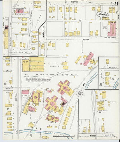 Sanborn Fire Insurance Map from Newark, Licking County, Ohio (1899), Sheet #0021 - Historic Sanborn Fire Insurance Map Print, vintage old map wall art, antique decor, genealogy gift, Ohio Ohio map