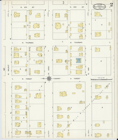 Sanborn Fire Insurance Map from Blytheville, Mississippi County, Arkansas (1913), Sheet #0002 - Complete Map Set gallery image, historic Sanborn map, vintage wall art, Arkansas Arkansas