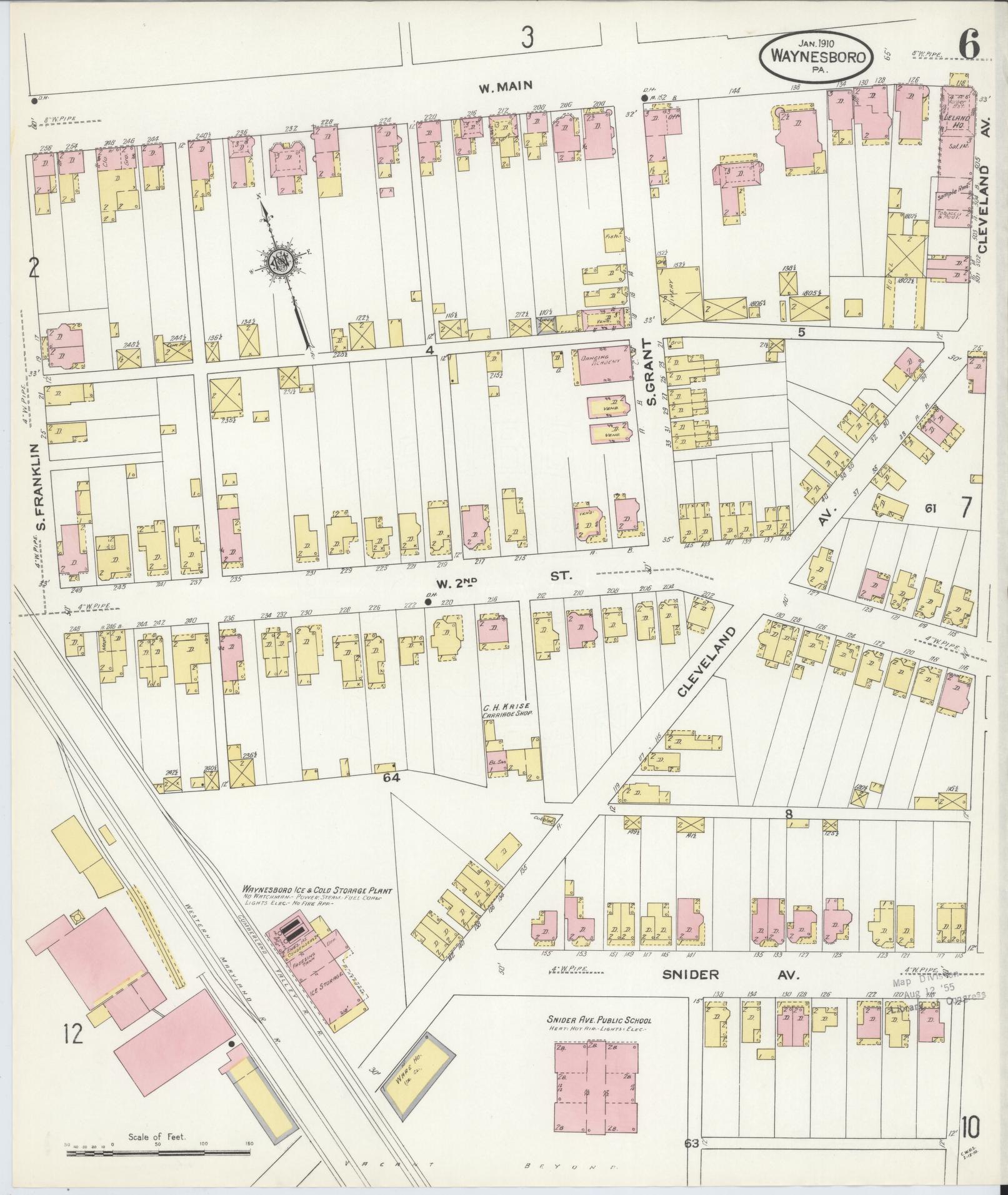 Sanborn Fire Insurance Map from Waynesboro, Franklin County, Pennsylvania (1910), Sheet #0006 - Complete Map Set gallery image, historic Sanborn map, vintage wall art, Pennsylvania Pennsylvania
