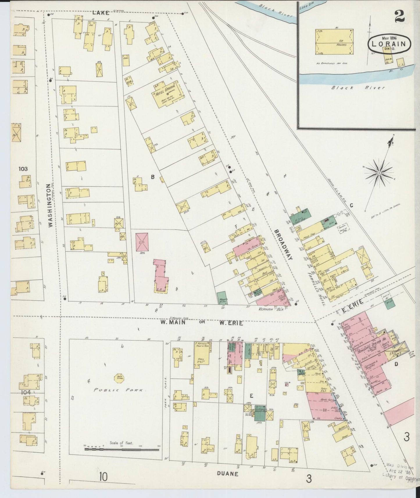 Sanborn Fire Insurance Map from Lorain, Lorain County, Ohio (1896), Sheet #0002 - Complete Map Set gallery image, historic Sanborn map, vintage wall art, Ohio Ohio
