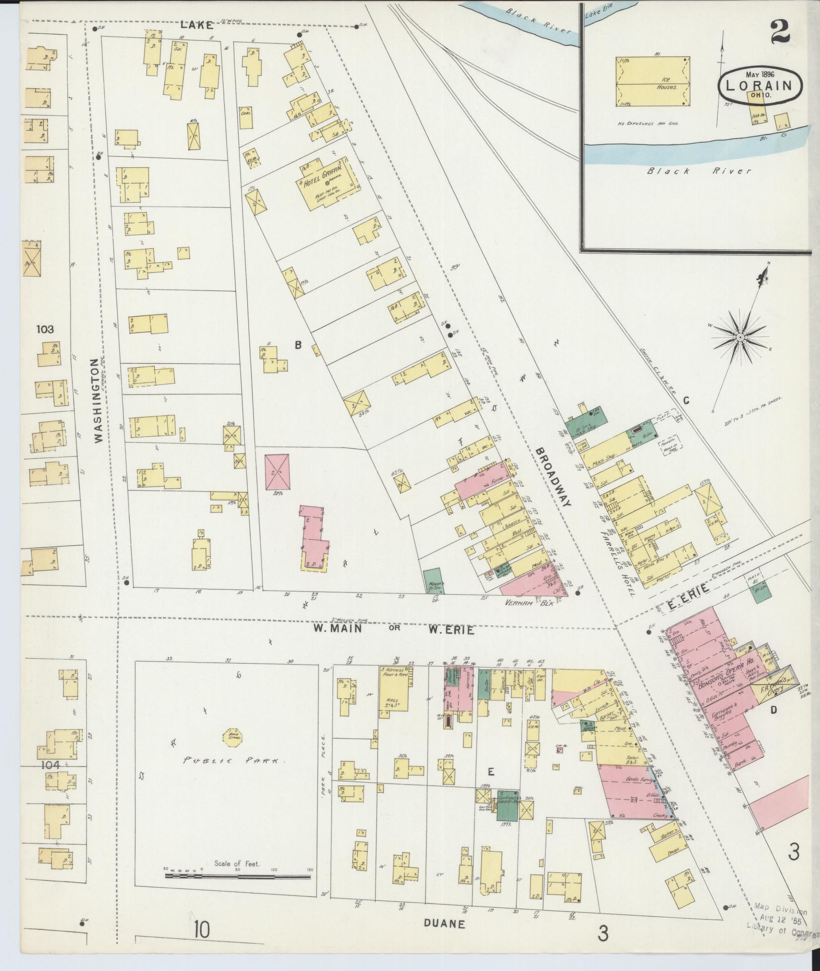 Sanborn Fire Insurance Map from Lorain, Lorain County, Ohio (1896), Sheet #0002 - Complete Map Set gallery image, historic Sanborn map, vintage wall art, Ohio Ohio