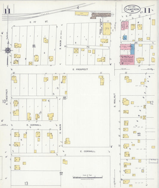 Sanborn Fire Insurance Map from Cameron, Clinton County, Missouri (1925), Sheet #0011 - Historic Sanborn Fire Insurance Map Print, vintage old map wall art, antique decor, genealogy gift, Missouri Missouri map