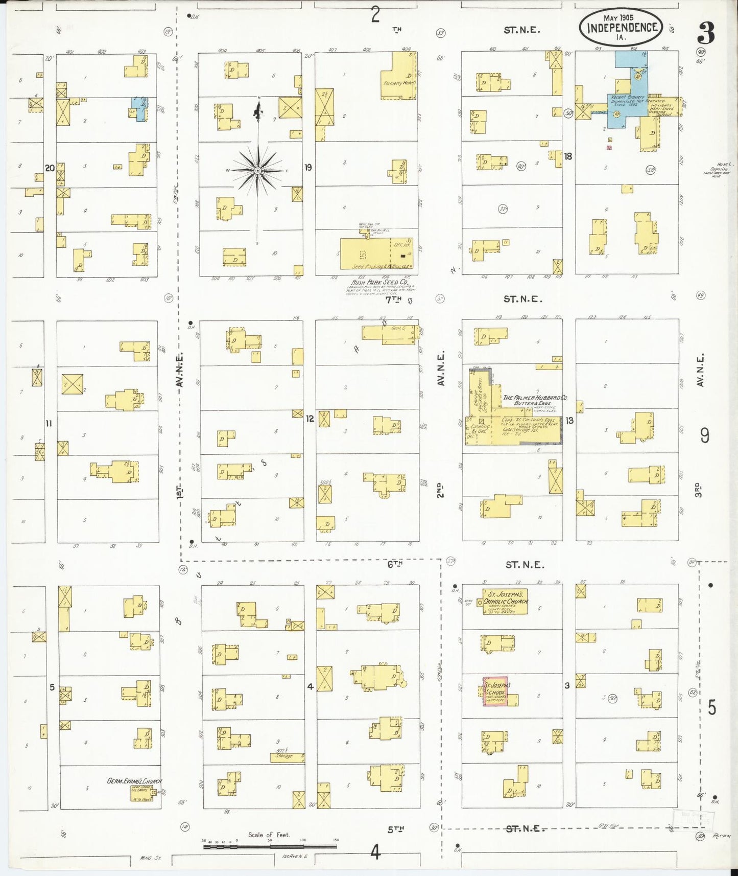 Sanborn Fire Insurance Map from Independence, Buchanan County, Iowa (1905), Sheet #0003 - Historic Sanborn Fire Insurance Map Print, vintage old map wall art