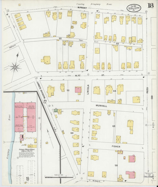Sanborn Fire Insurance Map from Oil City, Venango County, Pennsylvania (1901), Sheet #0018 - Historic Sanborn Fire Insurance Map Print, vintage old map wall art, antique decor, genealogy gift, Pennsylvania Pennsylvania map