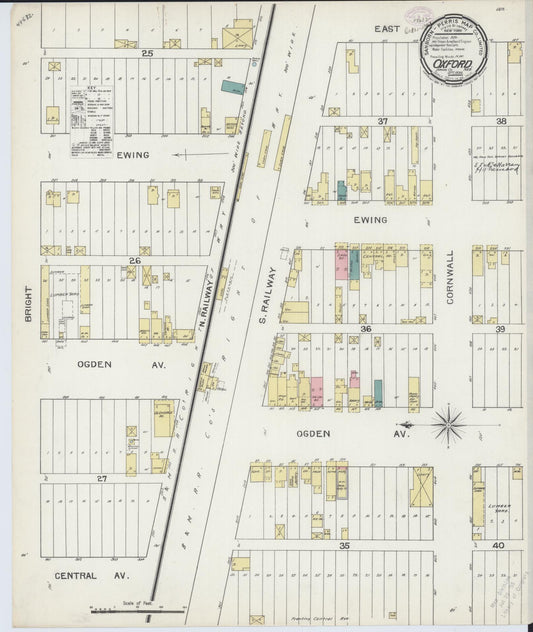 Sanborn Fire Insurance Map from Oxford, Harlan And Furnas County, Nebraska (1893), Sheet #0001 - Historic Sanborn Fire Insurance Map Print, vintage old map wall art, antique decor, genealogy gift, Nebraska Nebraska map